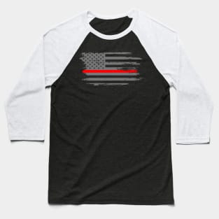 Thin Red Line Fireman Fire Rescue American Flag Baseball T-Shirt